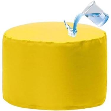 Imagem de Pufe Redondo Impermeável Puff Puff Sem Enchimento Saco De Feijão Interior Externo Pufe Armazenamento De Fezes Para Pés Otomano Para Acampamento De Jardim Praia, Yellow, D30cm-empty cover