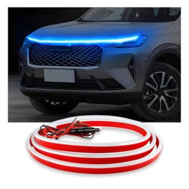 Imagem de NYTKL Faixa de luz de capô de carro, kit de feixe de capô de inicialização dinâmica DRL flexível de 171 cm, à prova d'água 12 V LED para decoração de capa de motor, acessórios externos para carros