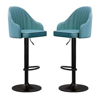 Imagem de Conjunto de 2 banquetas giratórias de couro sintético para café da manhã e bar com encosto e apoio para os pés para bares, ilhas de cozinha, restaurantes, cafés