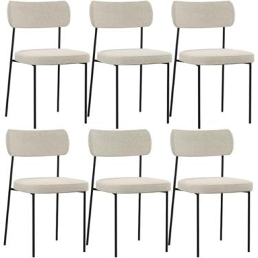 Imagem de Kit 6 Cadeiras Estofadas Melissa Sala de Jantar Cozinha Aço Carbono (Bege)