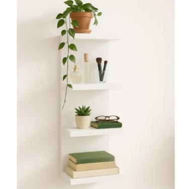 Imagem de Prateleira de Armazenamento de 85 Cm, Adequada Para Montagem Na Parede, Para Guardar Itens Como Velas Perfumadas e Livros.(BRANCO)