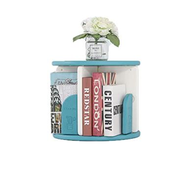 Imagem de Estante rotativa, estante de livros simples, redonda, pequena estante de mesa para sala de estar, escritório, quarto, estante com armazenamento