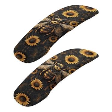 Imagem de Fiqyvagox Abelha robótica girassóis respiráveis capas de braço para cadeira de escritório conjunto de 2 peças capa universal para descanso de braço para cadeira giratória resistente a vincos cobertura