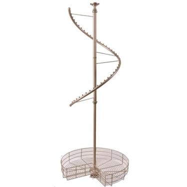 Imagem de Rack de roupas giratório em espiral, rack de vestuário resistente com cesta de armazenamento inferior, cabide independente vertical de metal resistente de 1,8 m (metal B)