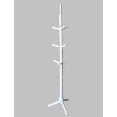 Imagem de Cabideiro de chao colorido Mancebo Arara De Roupas 10 Ganchos Em Madeira (Branco)