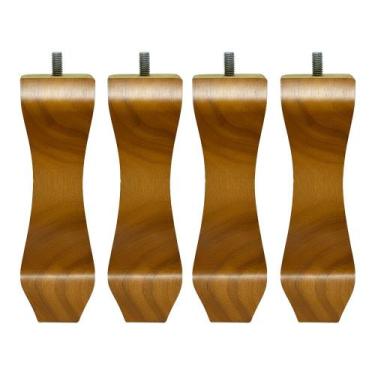Imagem de Kit 04 Pés Retrô Castanho 20 cm com Rosca Metal para Móveis D10 - D'Ro