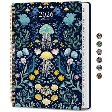 Imagem de Agenda 2026, agenda semanal e mensal para mulheres, janeiro de 2026 a dezembro de 2026 bonita agenda com abas mensais, bolso interno, encadernação em espiral, perfeita para escritório, casa, escola