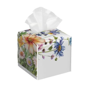 Imagem de Capa quadrada de couro para caixa de lenços de papel à prova d'água, elegante, borboleta, organizador de papel facial com cinto inferior, estojo de lenços para mesa, banheiro, escritório, mesa, carro