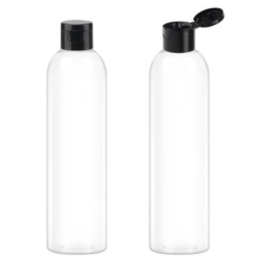 Imagem de Neendohome Pacote com 2 frascos para viagem de 227 g com tampas pretas de plástico vazias recarregáveis para artigos de higiene pessoal, xampu, loções, óleos