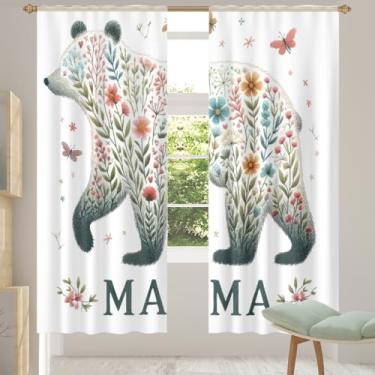 Imagem de 2 conjuntos de painéis de cortinas transparentes com flores de urso animal, cortinas transparentes arejadas com filtro leve, painéis de cortina de porta e janela para sala de estar, quarto, jantar