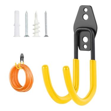 Imagem de Pruite Suporte de parede para mangueira, 1 pacote, suporte de mangueira resistente com parafusos, cabides de mangueira de metal para fora, suporte de mangueira adequado para garagem, jardim e quintal