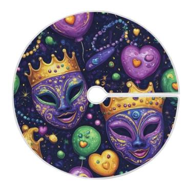 Imagem de Blueangle Saia de árvore colorida de 35,4 polegadas para Mardi Gras para decoração de carnaval (189)
