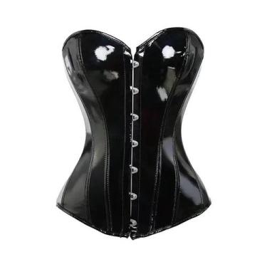 Imagem de Corset Sexy plus Size Em PVC Preto, Bustier Brilhante Em Couro, Linger
