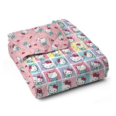 Imagem de NORTHWEST Cobertor acolchoado Hello Kitty Sweet As Can Be Full/Queen, roupa de cama de fantasia aconchegante para jogadores, crianças e adultos, decoração de quarto, sofá ou sala de jogos, 224 x 232