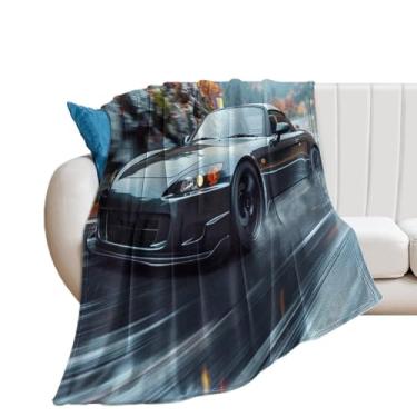 Imagem de HouLaiZhe Cobertor super macio flanela dia chuvoso velocidade JDM carro S2000 cobertores leves refrescantes para sofá-cama cadeira sofá carro viagem ao ar livre leve quente 127 x 152 cm