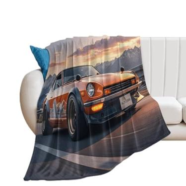 Imagem de HouLaiZhe Cobertor de flanela super macio japonês vintage 350z esportivo legal leve cobertor refrescante para sofá-cama cadeira sofá carro viagem ao ar livre leve quente 76 cm x 101 cm