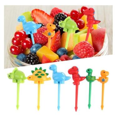 Imagem de Mini garfos palitos infantis para lanche TEMA DINOSSAUROS 06 Peças - P