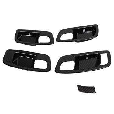 Imagem de aqxreight 4 Peças de Maçaneta Interna da Porta Com Acabamento Em Fibra de Carbono Estilo Substituição para 300 2015-2021 Com Base na Maçaneta Interna 2011-2021 Charger 2015-2021