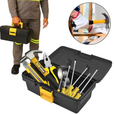 Imagem de Kit Ferramentas Caixa + Martelo + Estilete + Alicate + Chaves Fenda e Phillips + Fita Isolante