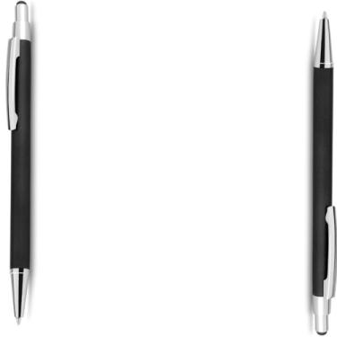 Imagem de Caneta Esferográfica em Metal com Ponta Touch, Escrita Azul, Ponta Média, Design Clássico, Grip Ergonômico, 8mm (Kit 2 Preto)