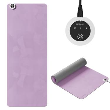 Imagem de WOHAO Tapete de ioga de aquecimento com sistema de aquecimento rápido, tapete antiderrapante extragrande de 183 cm x 68 cm, material de poliuretano de camada dupla TPE+PU para ioga quente, pilates e