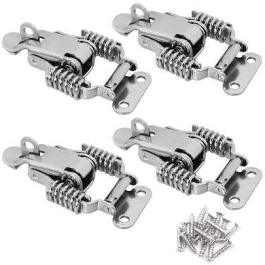 Imagem de ITROLLE 4 peças 58 x 36 mm Fecho de mola de metal prateado com parafusos, caixa de ferramentas/dobradiça de fivela de caixa de madeira, adequado para gabinetes de equipamentos de porta de armário