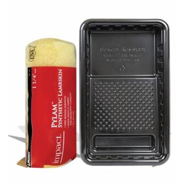 Imagem de Rolo de pintura Wooster – Capa regular 1 pacote (23 cm L x 3,5 cm) Pacote com bandeja de tinta descartável para fácil aplicação e limpeza - Conjunto de presente (2 itens)