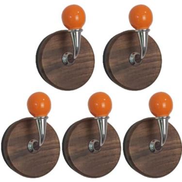 Imagem de 5 ganchos magnéticos coloridos para uso pesado, gancho magnético forte de neodímio, cabide magnético para geladeira, porta de metal, armário para pendurar toalha, casaco, bolsa, guarda-chuva (laranja)