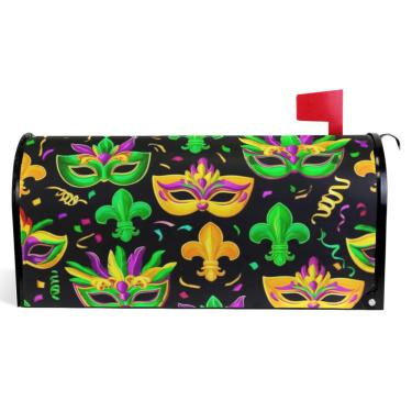 Imagem de TSENQUE Capas de caixa de correio decorativas máscaras magnéticas ouro verde vinil legal caixa de correio envoltório verão decorações modernas caixa de correio tamanho grande 64,5 x 52,8 cm