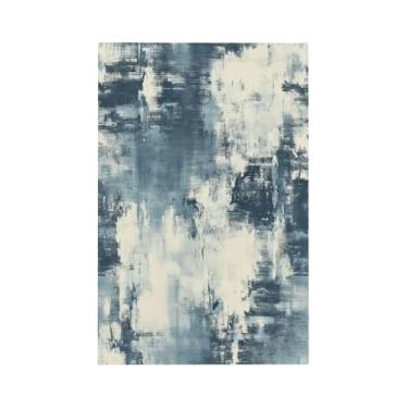 Imagem de Naiqadnehz Placa de cobertura para interruptor de luz, padrão abstrato de tinta azul e branca, 1 grupo, sem dispositivo, placa de parede, decorativa, capa de tomada elétrica para sala de estar