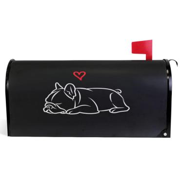 Imagem de TSENQUE Capas de caixa de correio magnéticas decorativas fofas pug preto vinil caixa de correio envoltório verão à prova de intempéries decoração de caixa de correio de férias tamanho grande 64,5 x