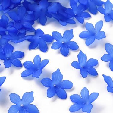 Imagem de 200 peças de tampas de contas de flores de acrílico fosco 5 pétalas lindas tampas florais espaçadoras soltas para pulseira faça você mesmo, colar, chaveiro, cordão, fabricação de joias 20 x 21,5 x 4,5