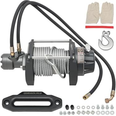 Imagem de Guincho hidráulico - cabo de aço de 1/5.1 cm x 78', motor hidráulico BMR100, proporção de engrenagem de 36: 1 - adequado para destruidores, caminhões de reboque e recuperação de veículos (corda de aço