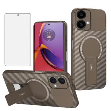 Imagem de Asuwish Capa de celular para Motorola Moto G84 5G Capa magnética de fibra de carbono com protetor de tela de vidro temperado e suporte protetora, fina, macia, rígida, fina, acessórios G 84 2023