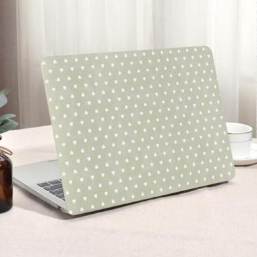 Imagem de Seorsok Capa compatível com MacBook Air de 13 polegadas 2022 2021 2020 2019 2018 versão A1932 A2179 M1 A2337, capa rígida de plástico de couro branco fofo Little Love Hearts com capa de teclado, verde