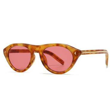 Imagem de Óculos de Sol UV400 - Olho de Gato, Cores Vibrantes, Rebites Ovais, para Homens e Mulheres, Esportes ao Ar Livre, Corrida, Ciclismo, Âmbar e Vermelho