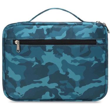 Imagem de Estojo organizador infantil Octsky Camo Blue com capa de Bíblia