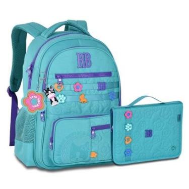 Imagem de Mochila Com Estojo Fichário Grande Kit Escolar Feminino Moderno-Feminino
