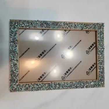 Imagem de BoisduBois 2 caixas decorativas para livros com 1 porta-retratos de cristal azul 10 x 15 cm, decoração de casa pronta para presente para estilo de prateleira, quarto, sala de estar, casamento e