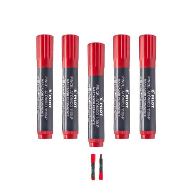 Imagem de Pincel Marcador Vermelho Recarregável Permanente Kit 5