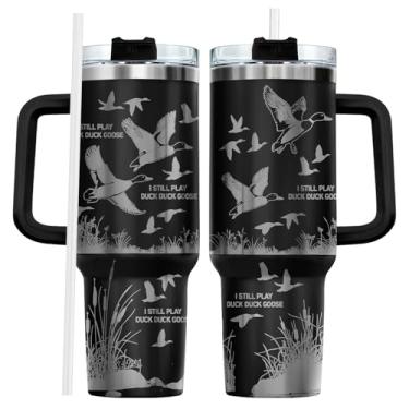 Imagem de fat mummy Copo de caça de pato 1,134 g com alça, caneca engraçada de aço inoxidável com isolamento de pato, ganso de pato, copo camuflado, presente para caçadores, amantes de patos, pai caçador