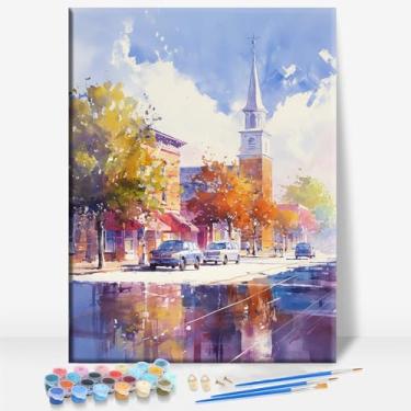 Imagem de HUINORYA Florence Alabama em tela emoldurada DIY kit de pintura por números bar café caverna casa de banho parede banheiro varanda pátio decoração presente, 40,6 x 30,5 cm