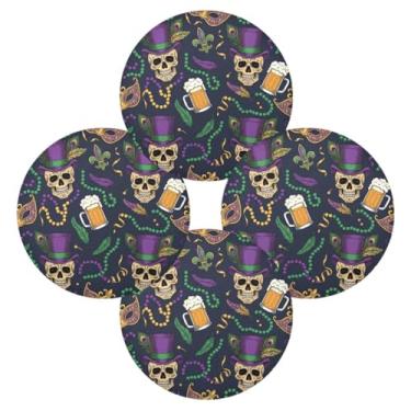 Imagem de Wassud Jogo americano conjunto de 4 tapetes de mesa redondos de cerveja de carnaval para cozinha e jantar tapetes laváveis resistentes ao calor para decoração de mesa 39 cm