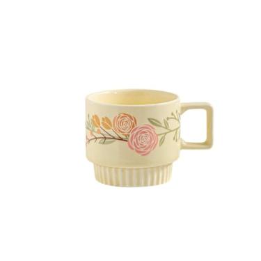 Imagem de Conjunto de pratos de cerâmica de cor clara retrô irregular Rose Garden