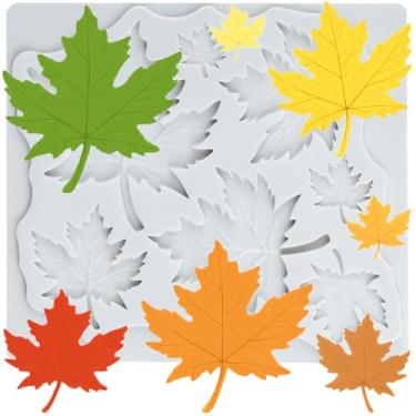 Imagem de MYPRACS Molde de fondant de silicone de folha de bordo para decoração de bolos, cobertura de cupcake, pasta de goma de chocolate, argila de polímero