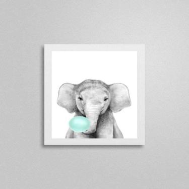 Imagem de Quadro Quadrado Elefante Chiclete 20X20Cm