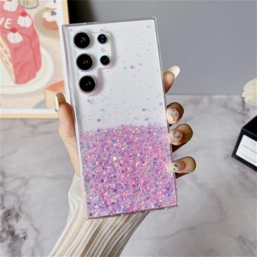 Imagem de Capa de celular translúcida com glitter brilhante e noctilucente para Samsung Galaxy S23 FE S24 Ultra Plus A14 A15 A23 A25 A34 A35 A55 A54, rosa, para Samsung S23 Ultra