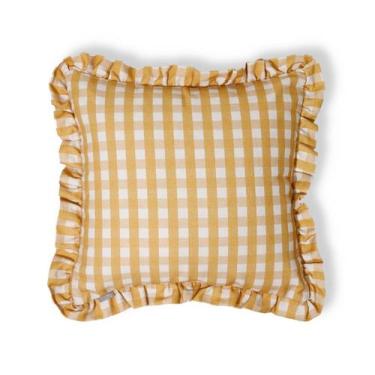 Imagem de Capa de Almofada Estampada com Babados Vichy Elena Amarelo - Westwing 