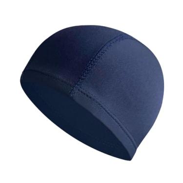 Imagem de Generic Touca de Natação em Tecido, Touca de Banho Portátil, Ajustável para Cabelos Longos e Curtos, Unissex, Respirável, Ideal para Piscina e Férias, Azul-marinho
