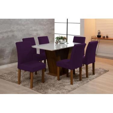 Imagem de Kit 6 Capas De Cadeira Mesa Sala Jantar Elástico Roxo - Wellus Enxovai